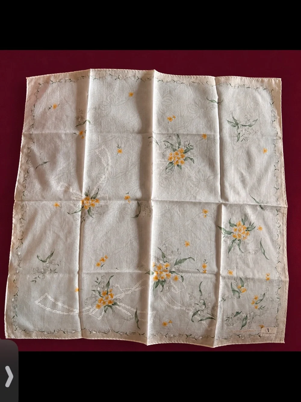 Valentino Garavani Cream Floral Cotton Scarf / Handkerchief